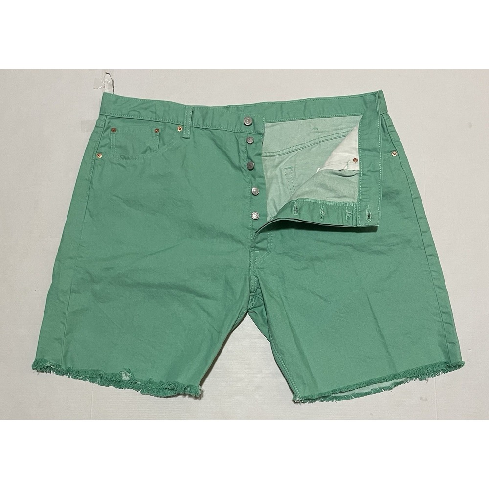 NWOT Levi's 501 Button Fly Men Shorts 44 X 8 Green DIY Cutoff Frayed Raw Hem